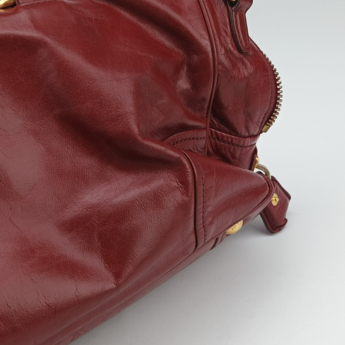Pre-owned Prada Boston Bag Red Leather BL0821 shoulderbag | stylenewstar