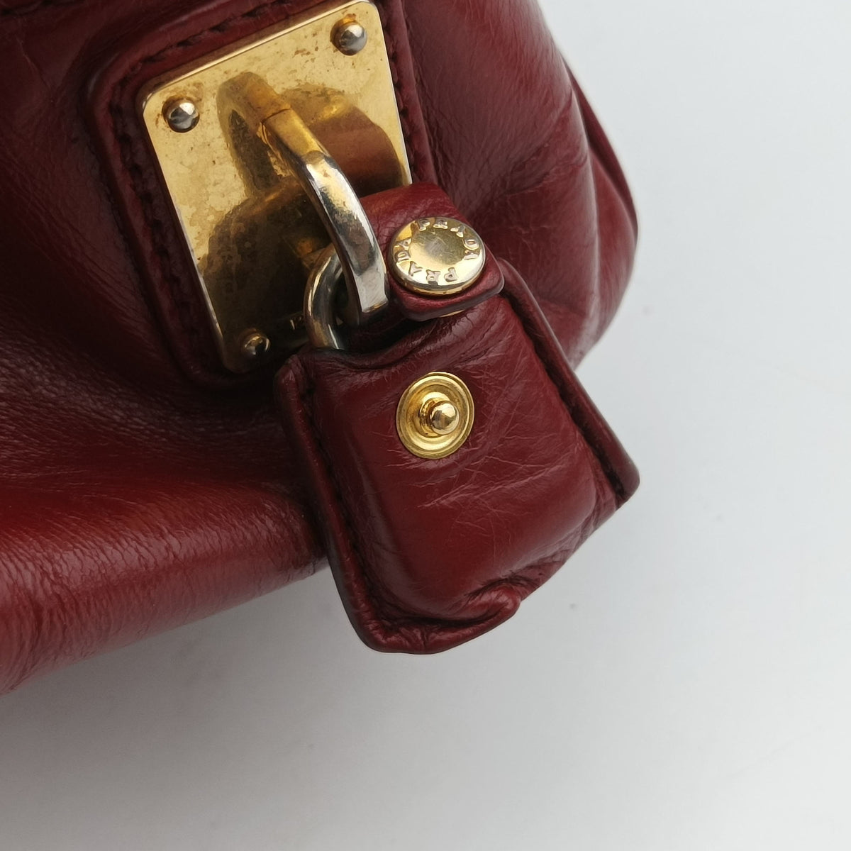 Pre-owned Prada Boston Bag Red Leather BL0821 shoulderbag | stylenewstar