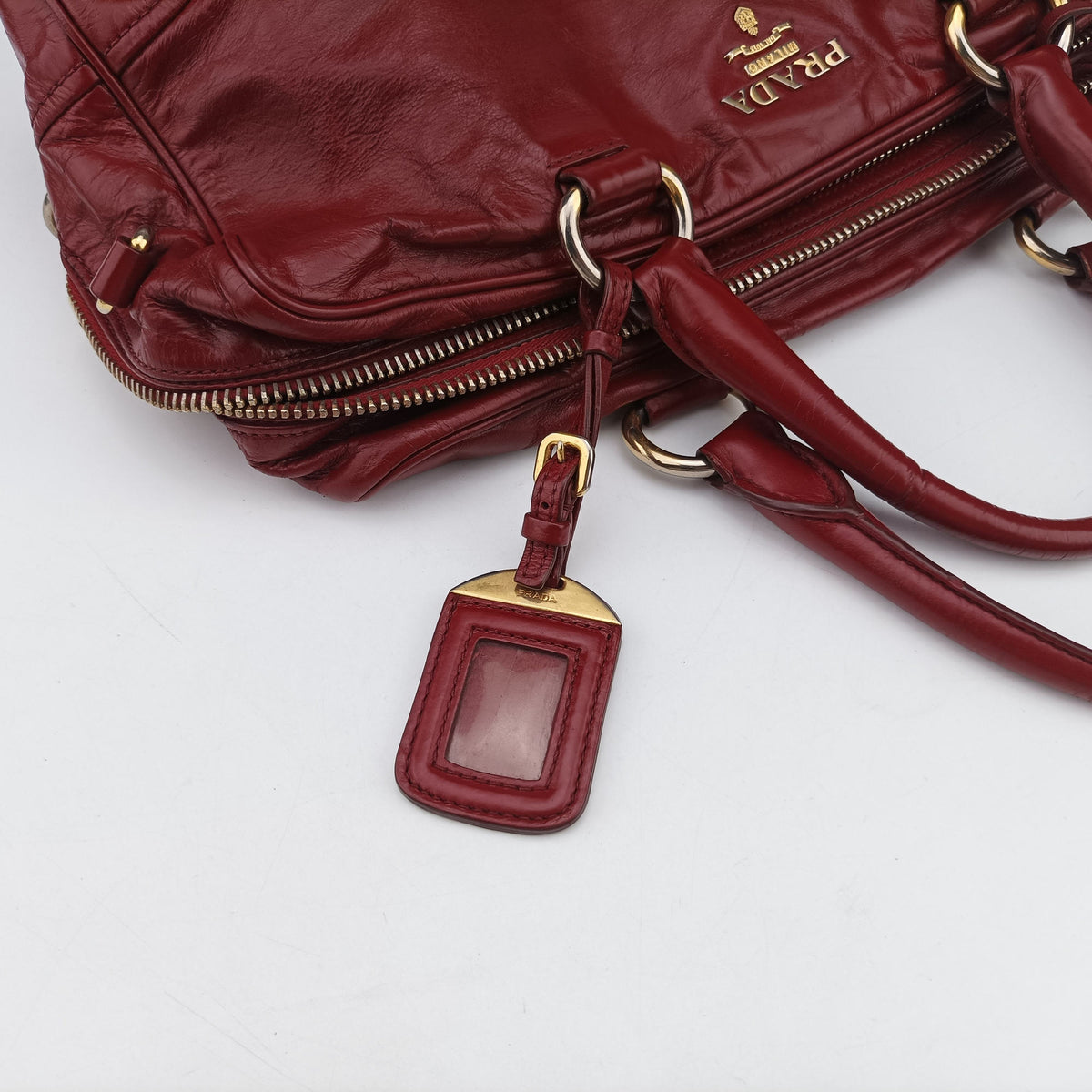 Pre-owned Prada Boston Bag Red Leather BL0821 shoulderbag | stylenewstar
