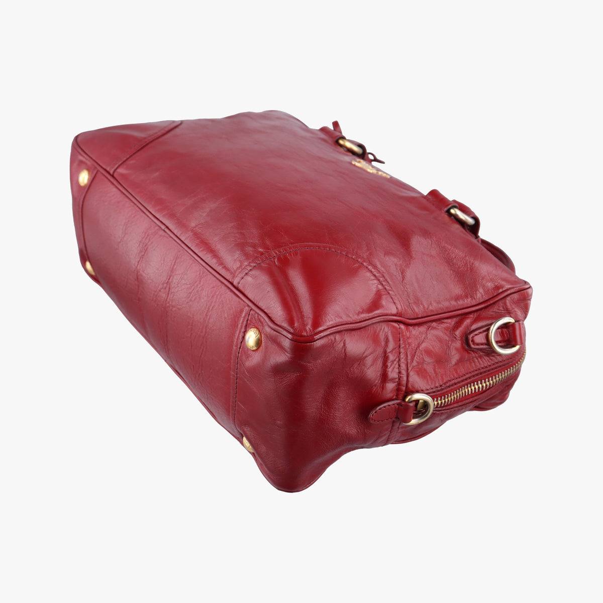 Pre-owned Prada Boston Bag Red Leather BL0821 shoulderbag | stylenewstar