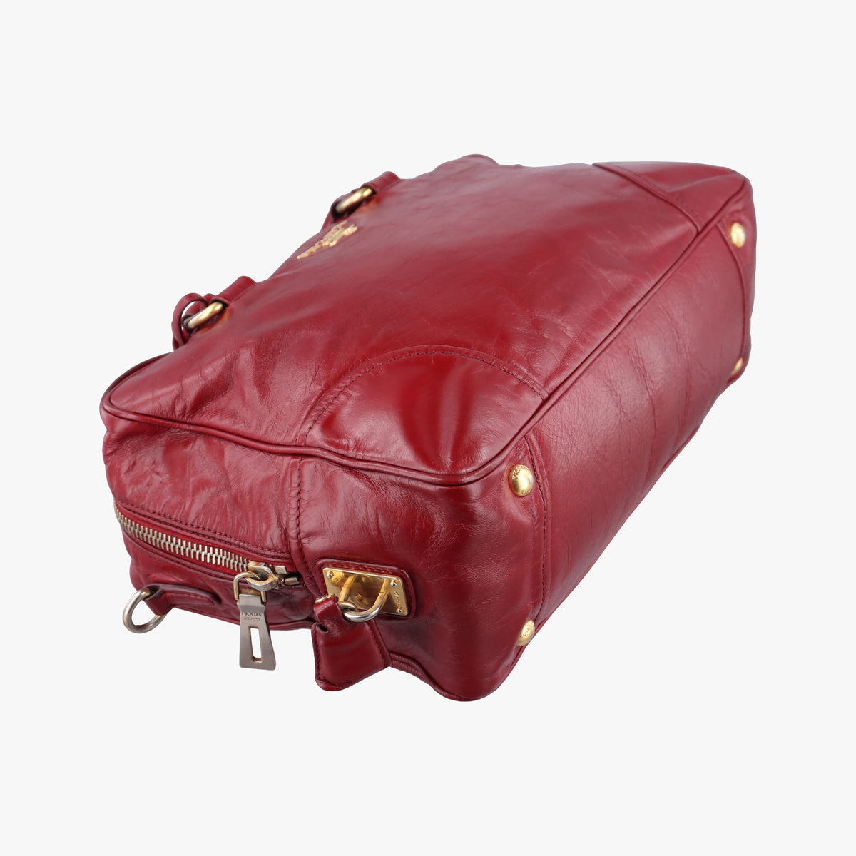 Pre-owned Prada Boston Bag Red Leather BL0821 shoulderbag | stylenewstar