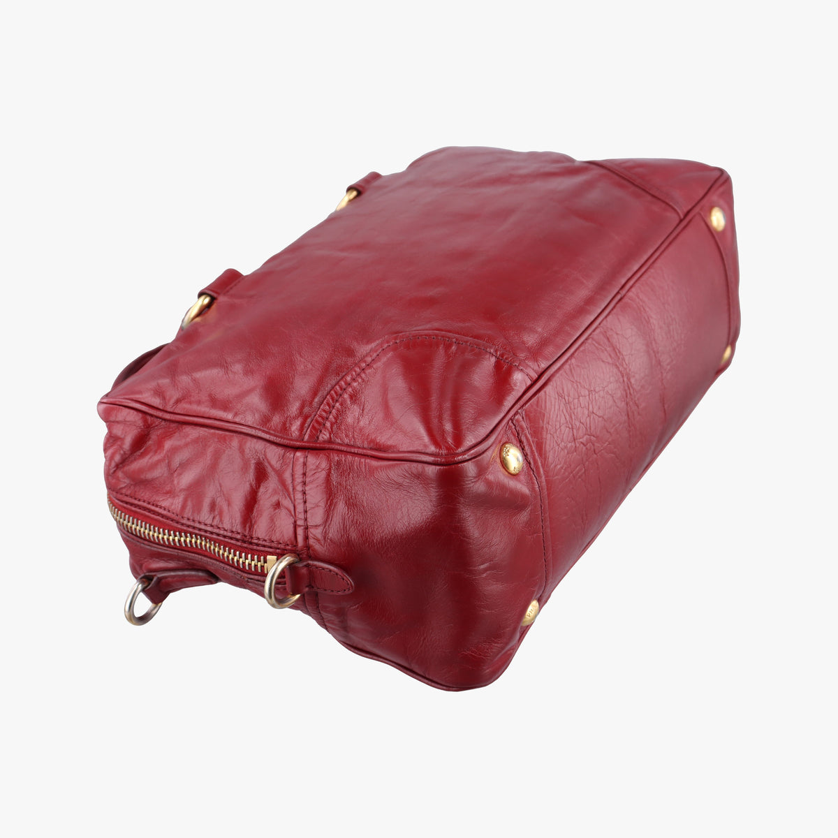 Pre-owned Prada Boston Bag Red Leather BL0821 shoulderbag | stylenewstar