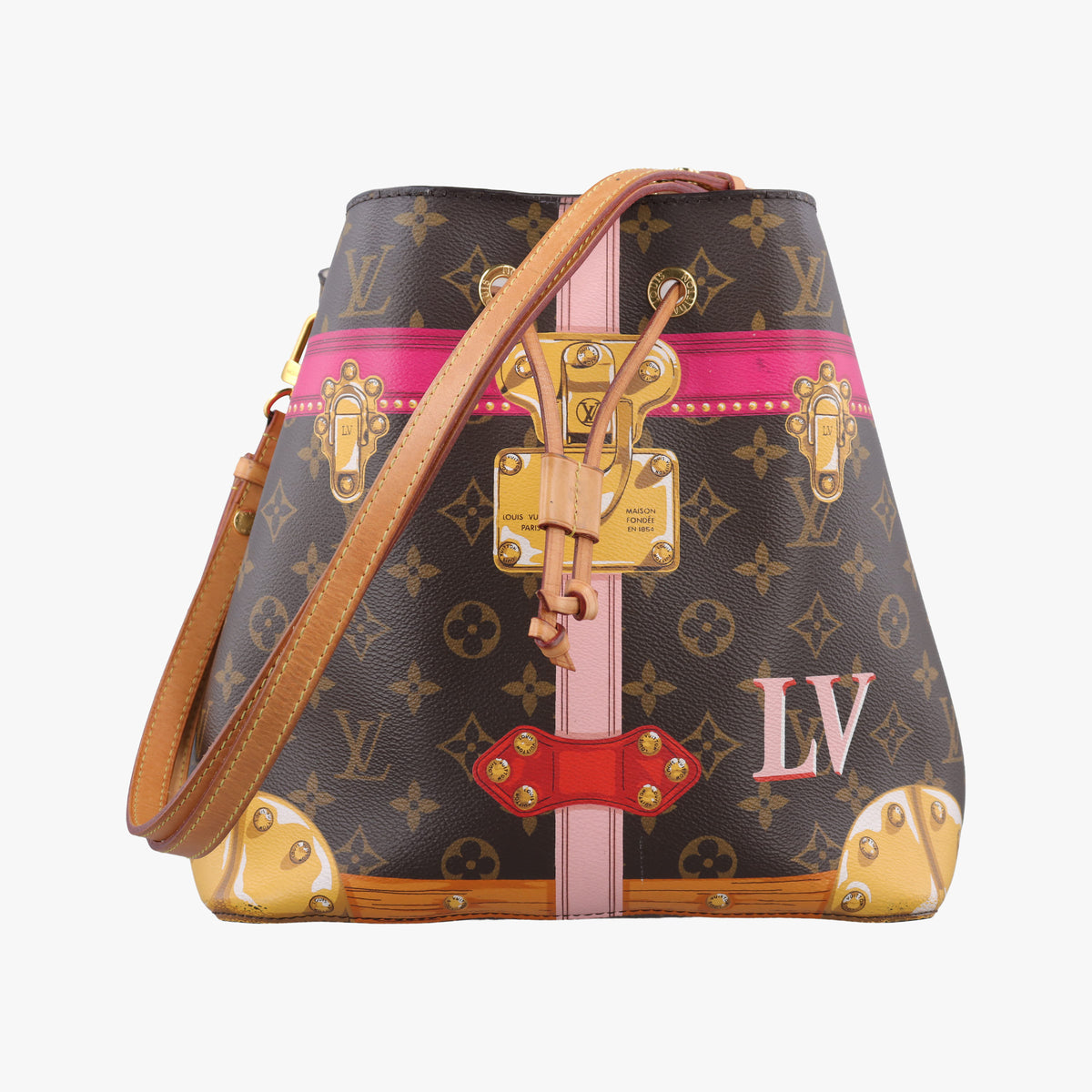 Pre-owned Louis Vuitton NeoNoe brown×Multicolor Monogram Summer Trunk Canvas M40649 shoulderbag | stylenewstar