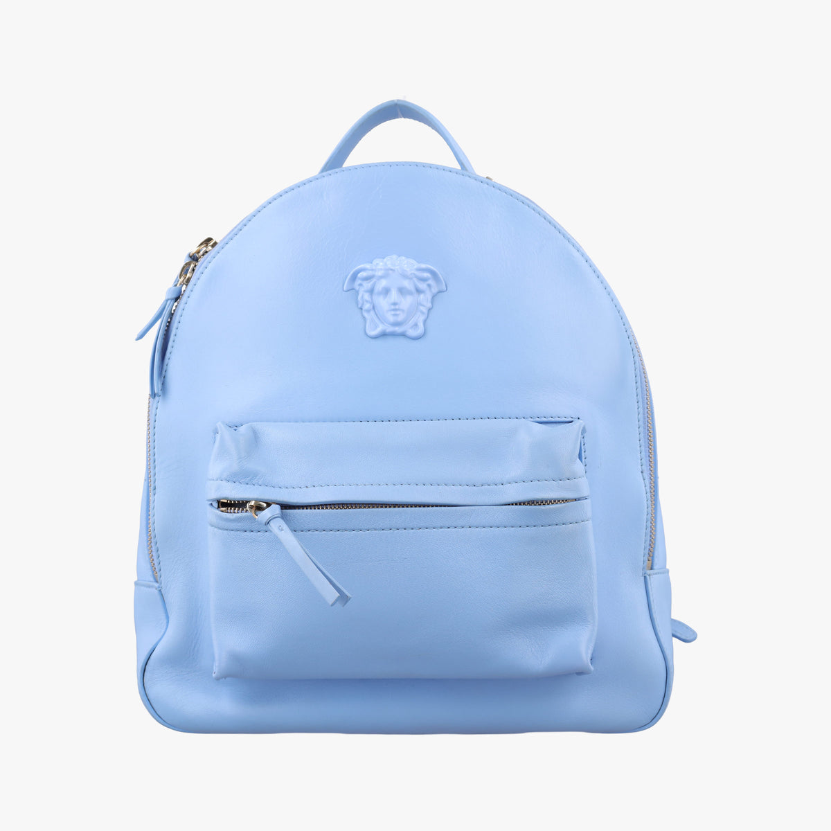 Pre-owned VERSACE Medusa Blue Leather  backpack/rucksack | stylenewstar