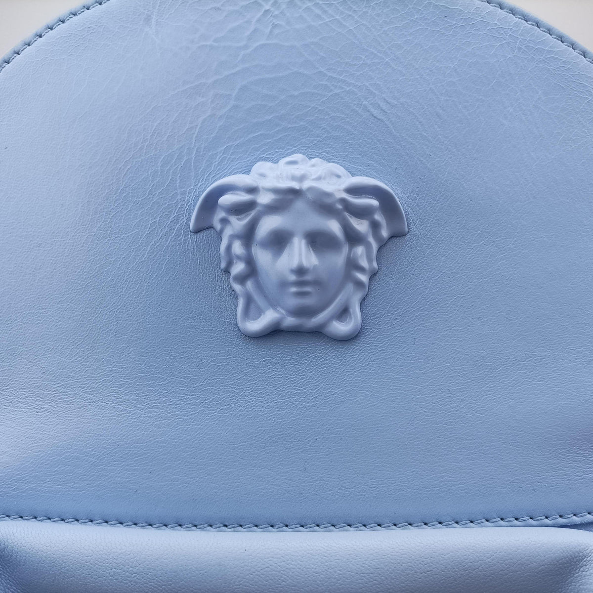 Pre-owned VERSACE Medusa Blue Leather  backpack/rucksack | stylenewstar