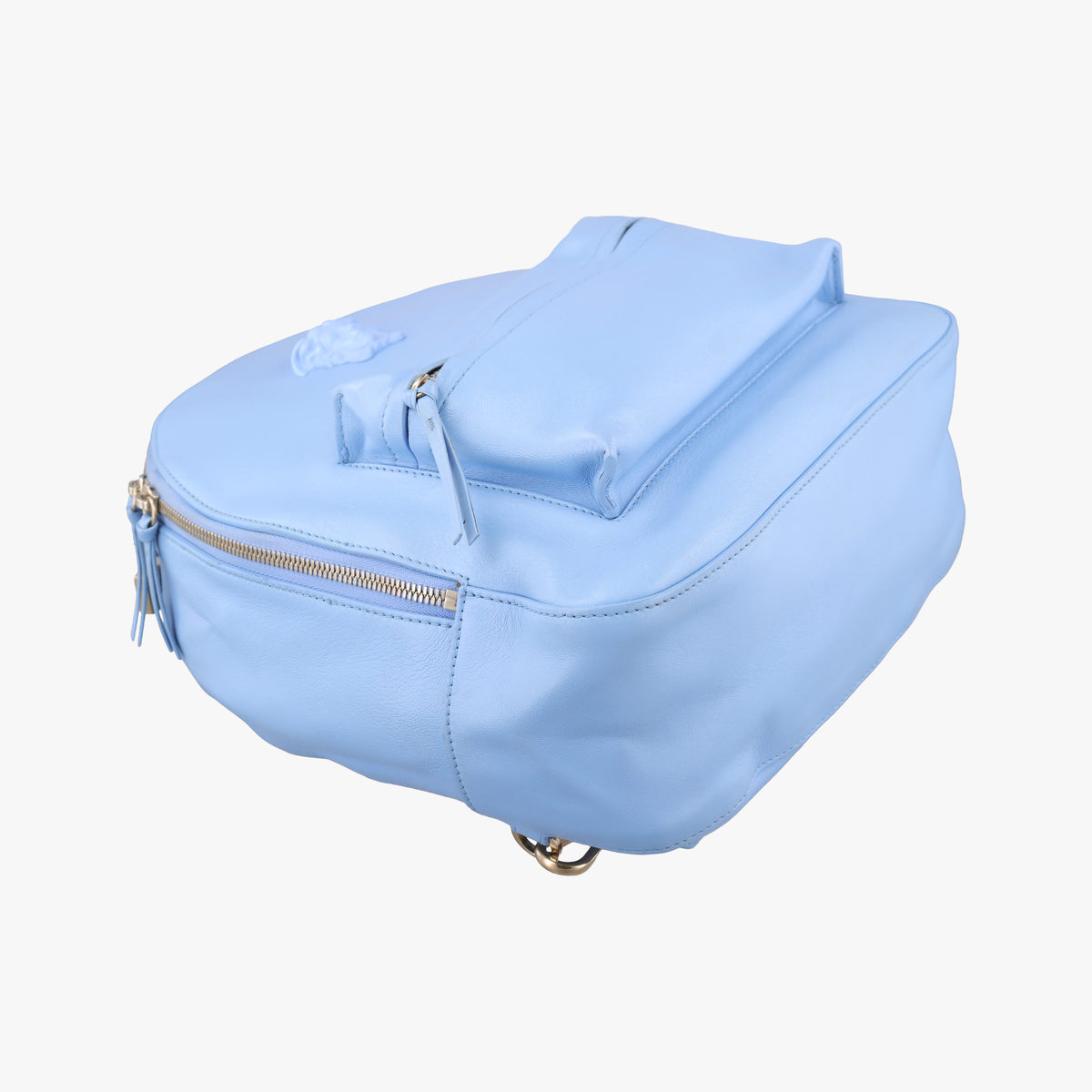 Pre-owned VERSACE Medusa Blue Leather  backpack/rucksack | stylenewstar