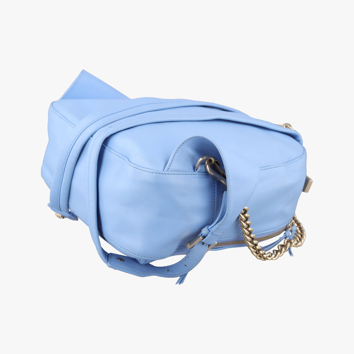 Pre-owned VERSACE Medusa Blue Leather  backpack/rucksack | stylenewstar