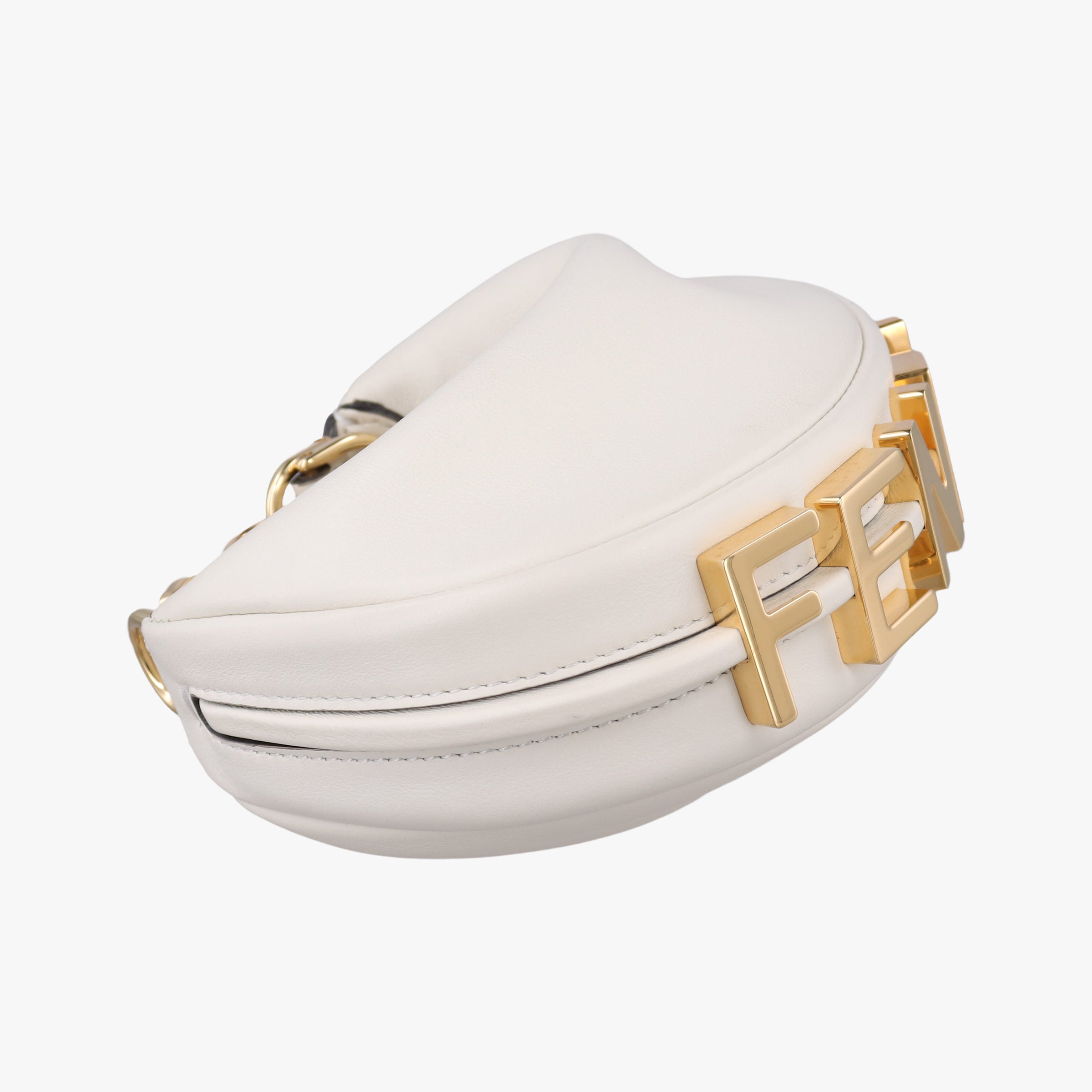 Pre-owned Fendi Nano Fendigraphy White Leather 7AS089 clutchbag | stylenewstar