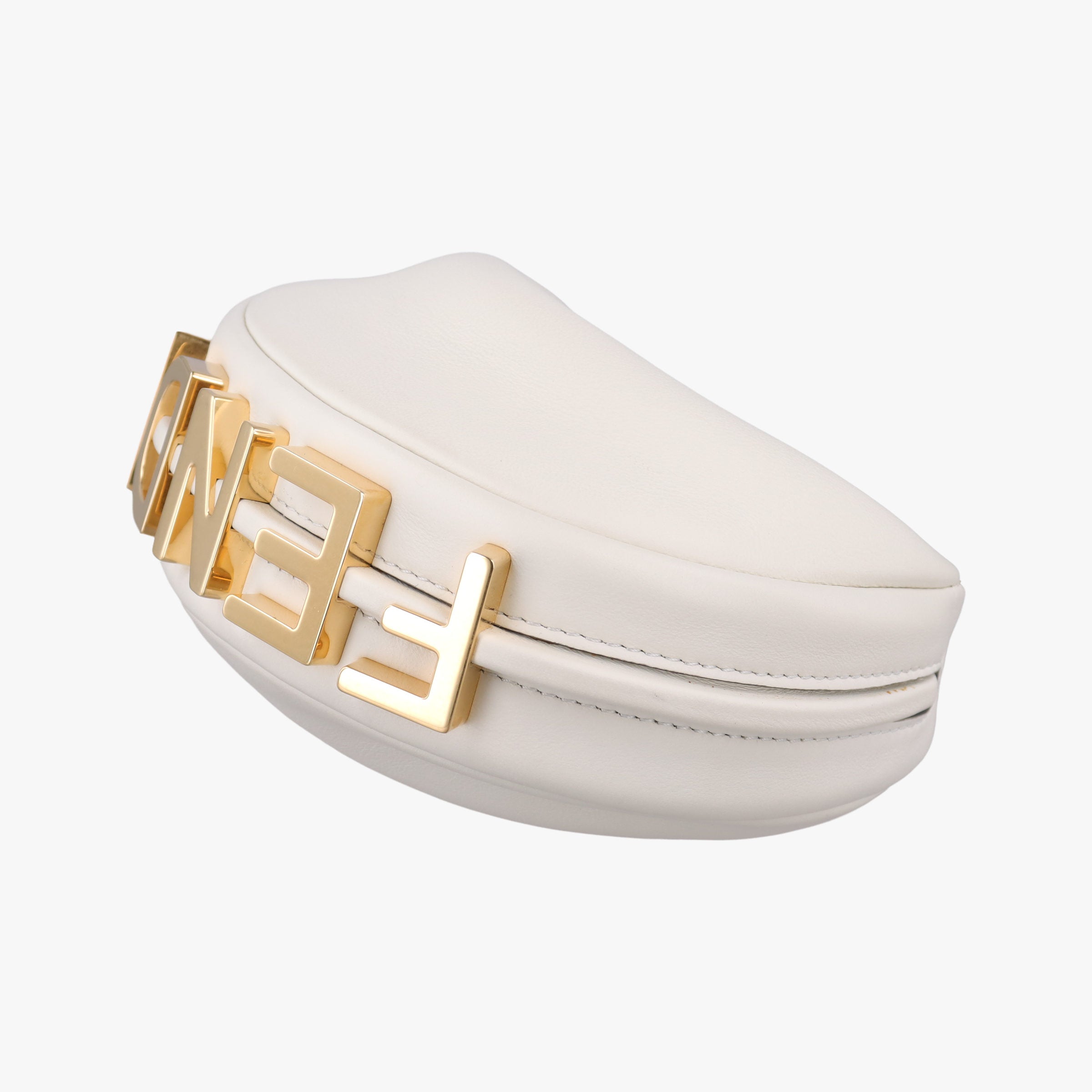 Pre-owned Fendi Nano Fendigraphy White Leather 7AS089 clutchbag | stylenewstar