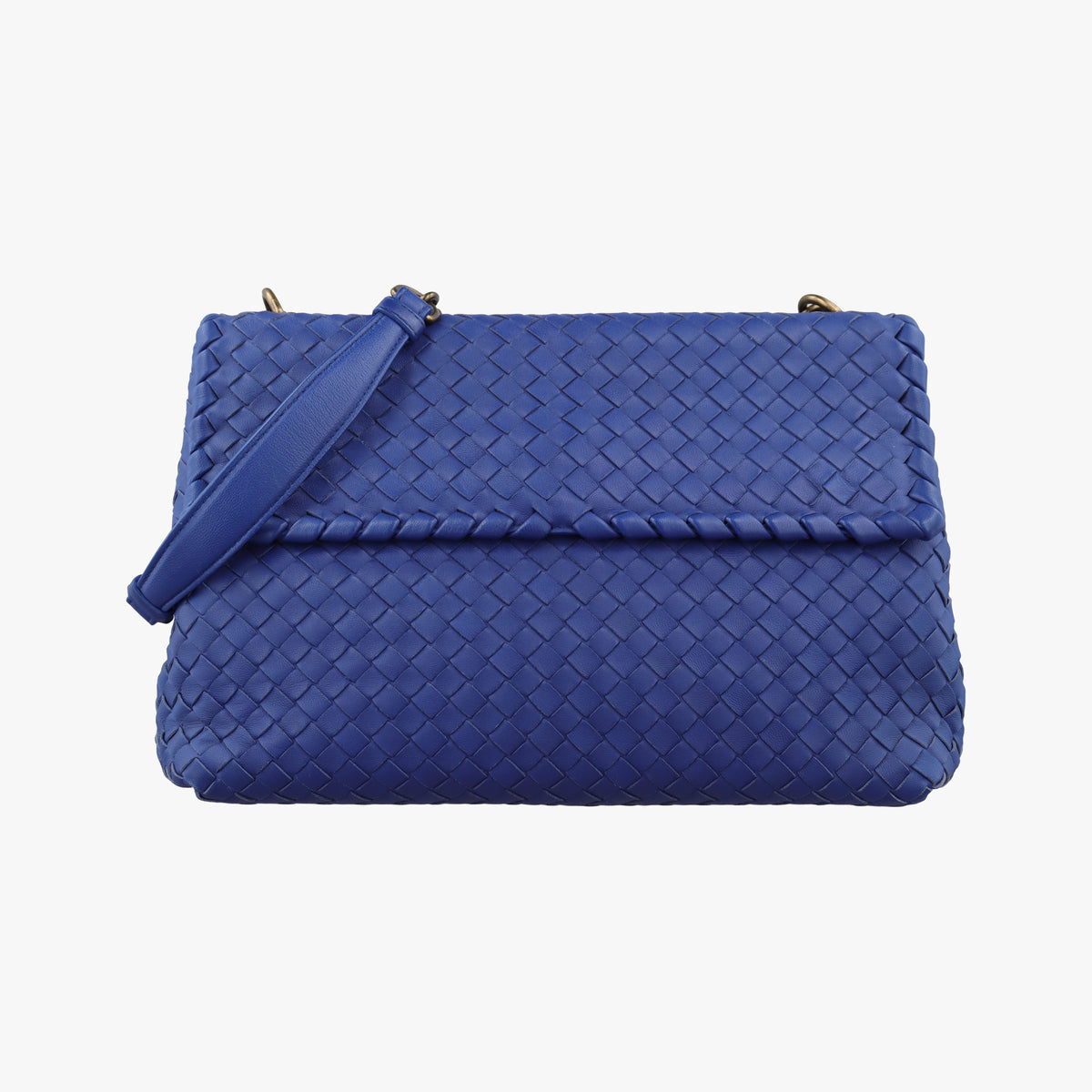 Pre-owned Bottega Veneta Intrecciato Olimpia Blue lambskin  shoulderbag | stylenewstar