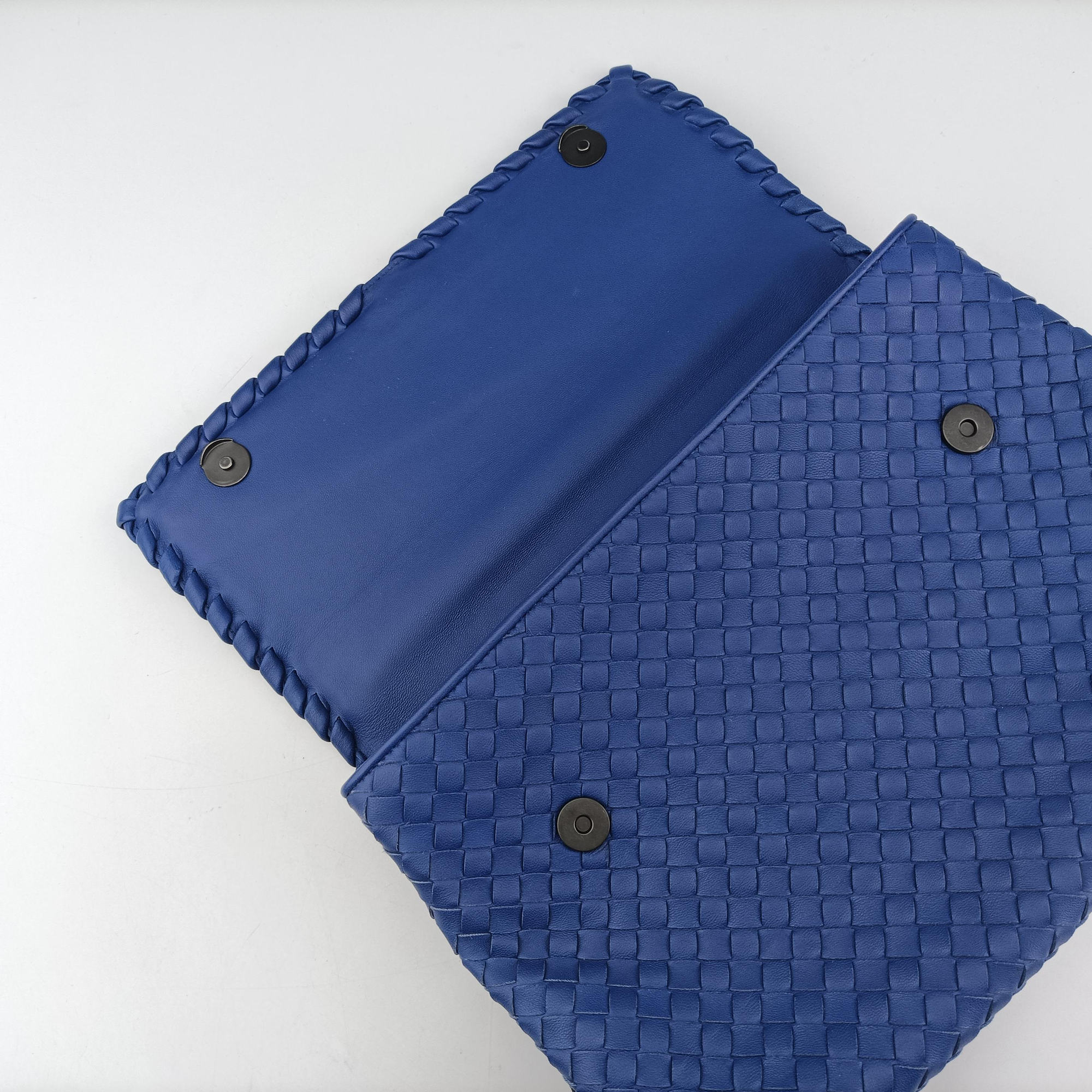 Pre-owned Bottega Veneta Intrecciato Olimpia Blue lambskin  shoulderbag | stylenewstar