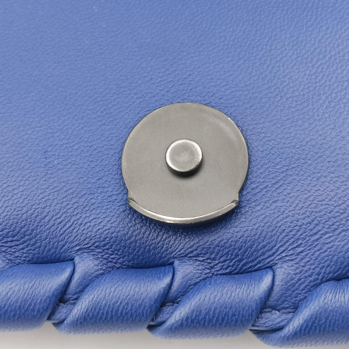 Pre-owned Bottega Veneta Intrecciato Olimpia Blue lambskin  shoulderbag | stylenewstar