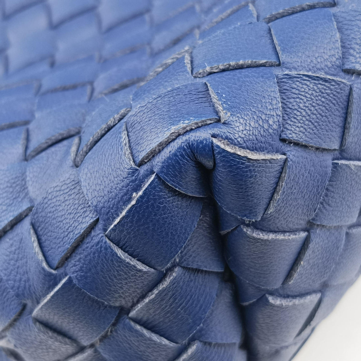 Pre-owned Bottega Veneta Intrecciato Olimpia Blue lambskin  shoulderbag | stylenewstar