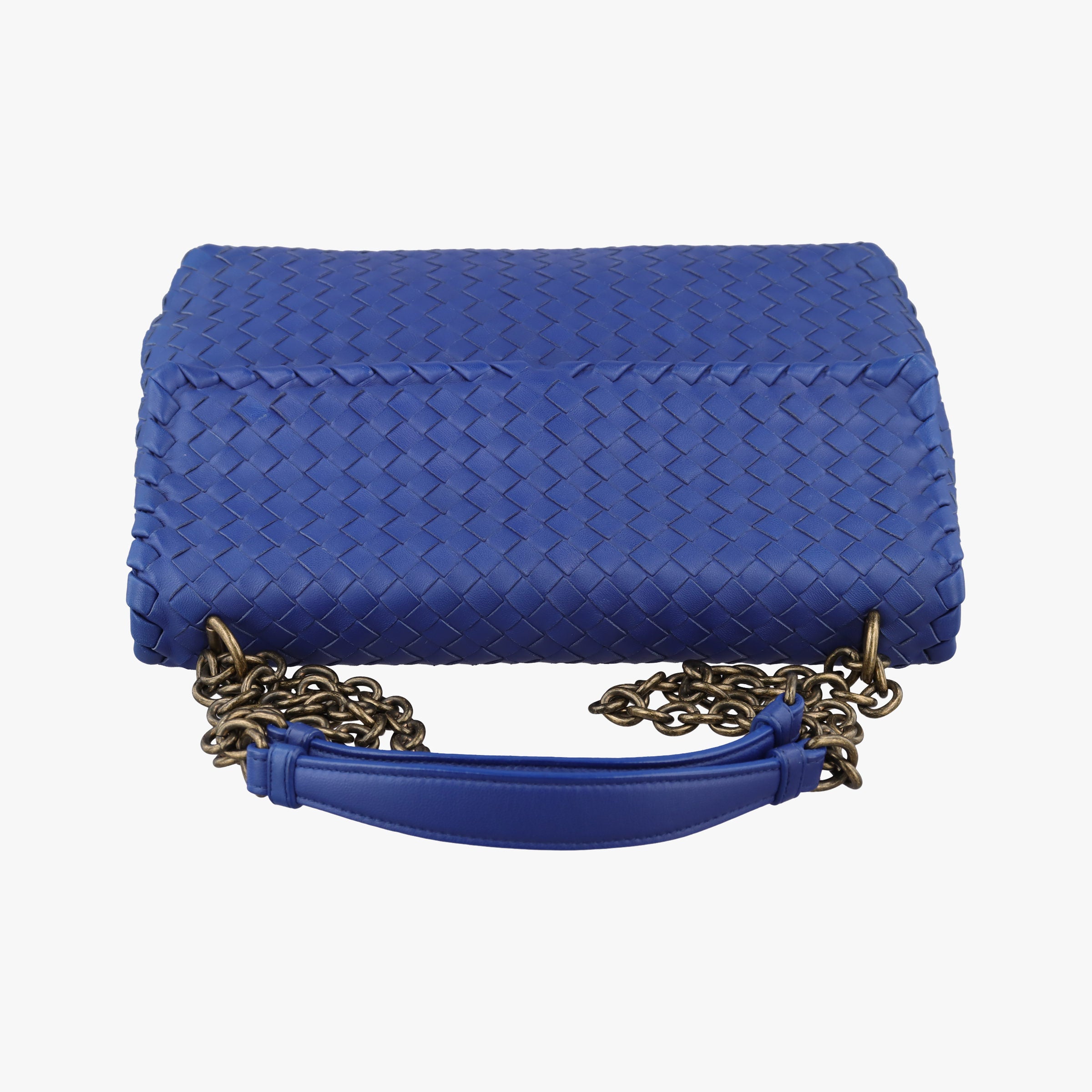 Pre-owned Bottega Veneta Intrecciato Olimpia Blue lambskin  shoulderbag | stylenewstar