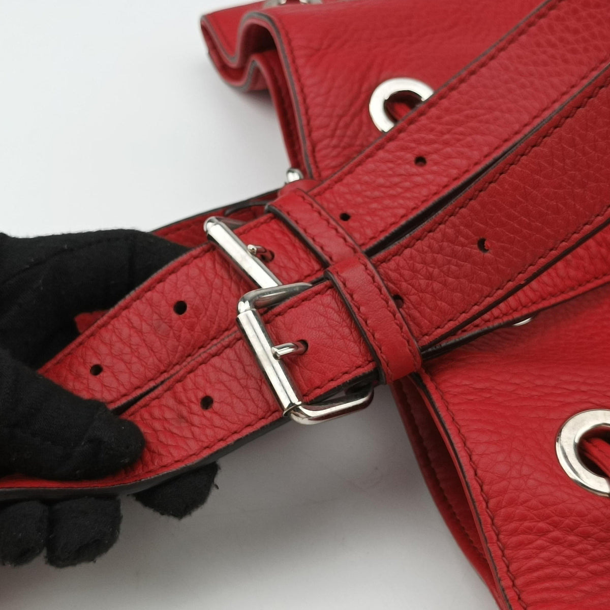 Pre-owned Gucci Soho Red Leather 368588 backpack/rucksack | stylenewstar