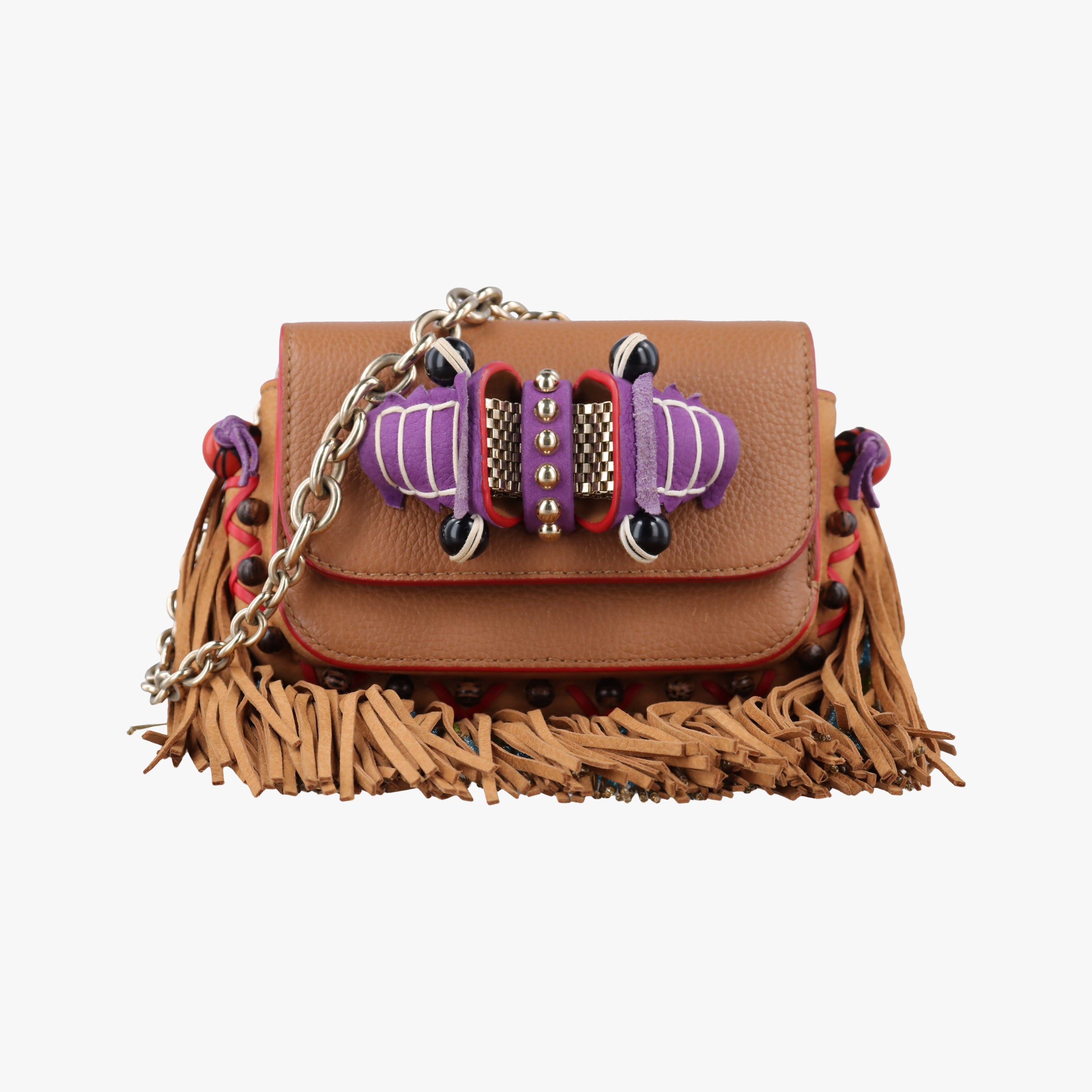 Pre-owned Christian Louboutin Sweet Charity Brown Leather  shoulderbag | stylenewstar