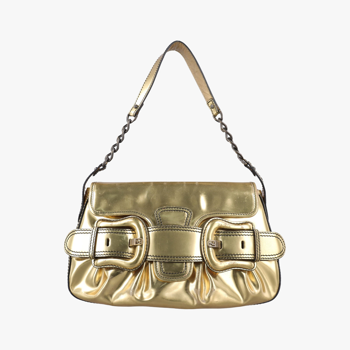 Pre-owned Fendi B bis Golden patent 8BR551 shoulderbag | stylenewstar
