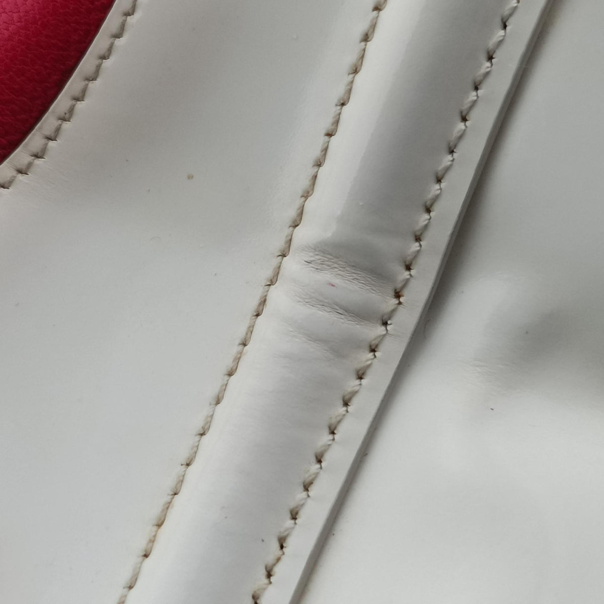 Pre-owned Prada Flowers Printe Tote White x Red Leather  shoulderbag | stylenewstar