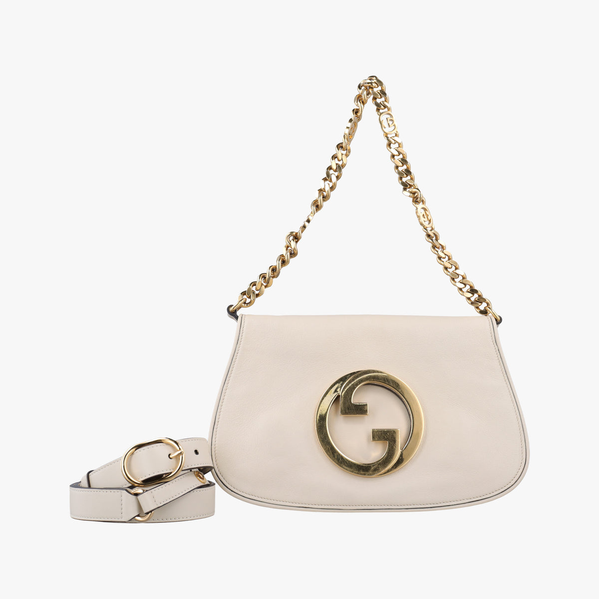 Pre-owned Gucci Blondie Chain White Leather 699268 shoulderbag | stylenewstar