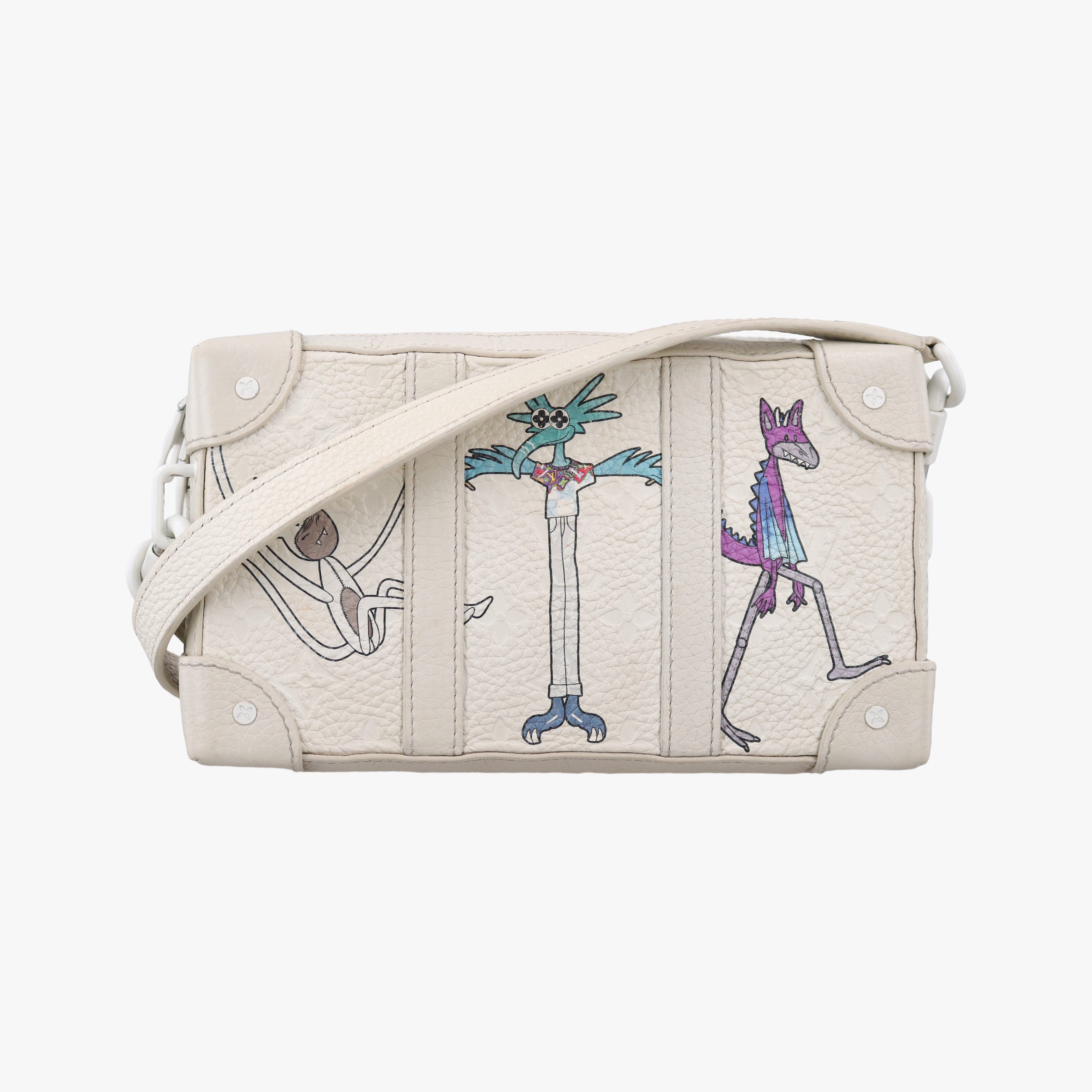 Pre-owned Louis Vuitton Soft Trunk LV Friends White x Multicolor Monogram Taurillon M80146 shoulderbag | stylenewstar