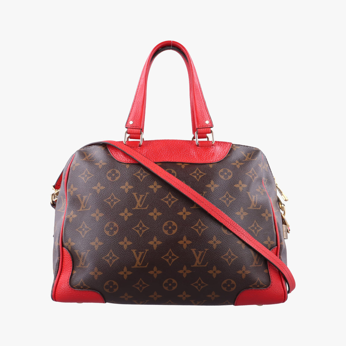 Secondhand Louis Vuitton RETIRO PM brown×COQUELICOT Monogram Canvas×calf leather M50057 shoulderbag | stylenewstar