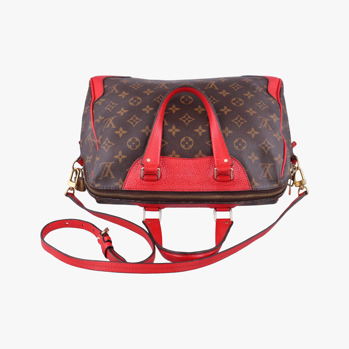 Secondhand Louis Vuitton RETIRO PM brown×COQUELICOT Monogram Canvas×calf leather M50057 shoulderbag | stylenewstar