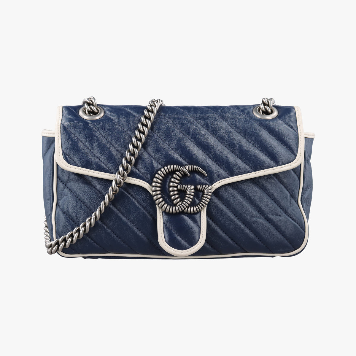 Vintage Gucci GG Marmont White×Blue Leather 443497 shoulderbag | stylenewstar
