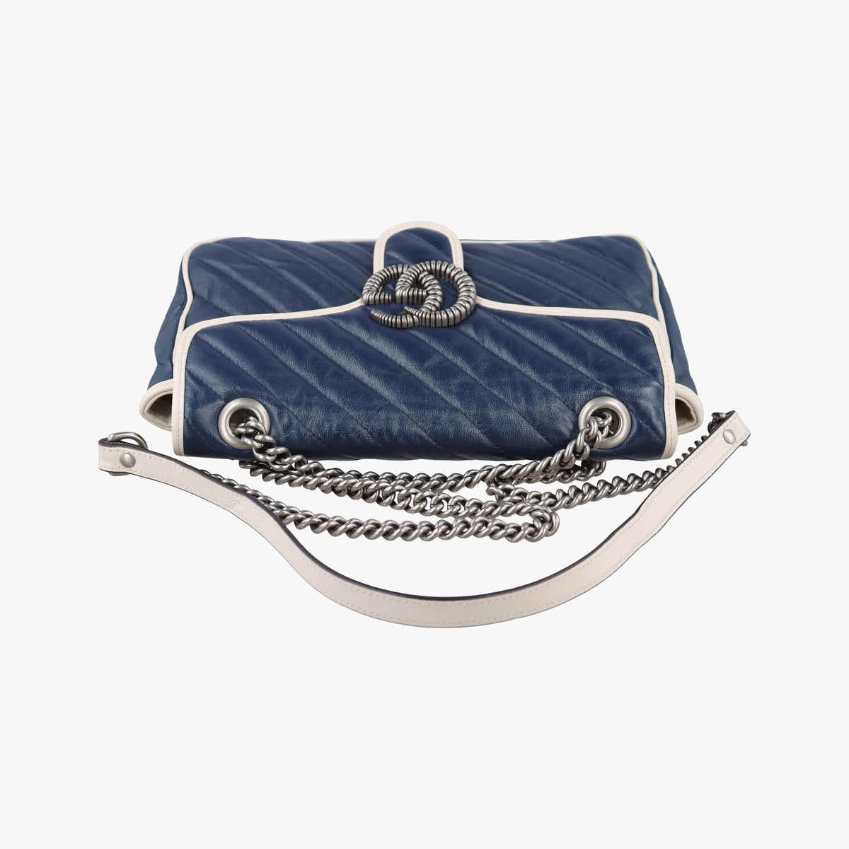 Vintage Gucci GG Marmont White×Blue Leather 443497 shoulderbag | stylenewstar