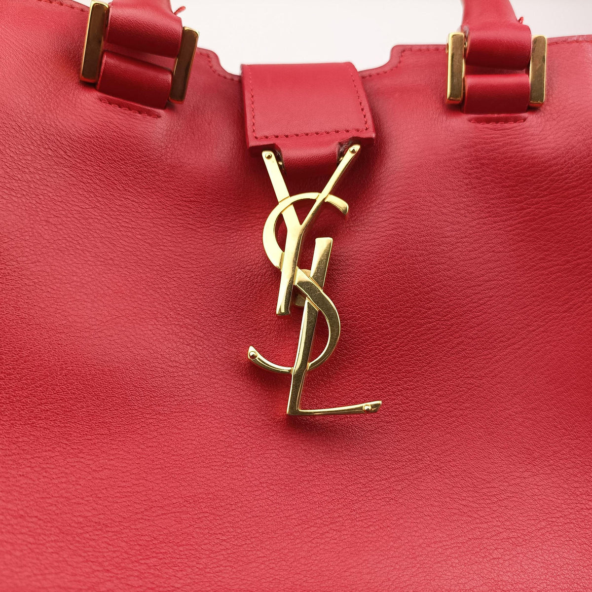 Pre-owned Yves Saint Laurent Baby Cabas Red Leather 394461 shoulderbag | stylenewstar