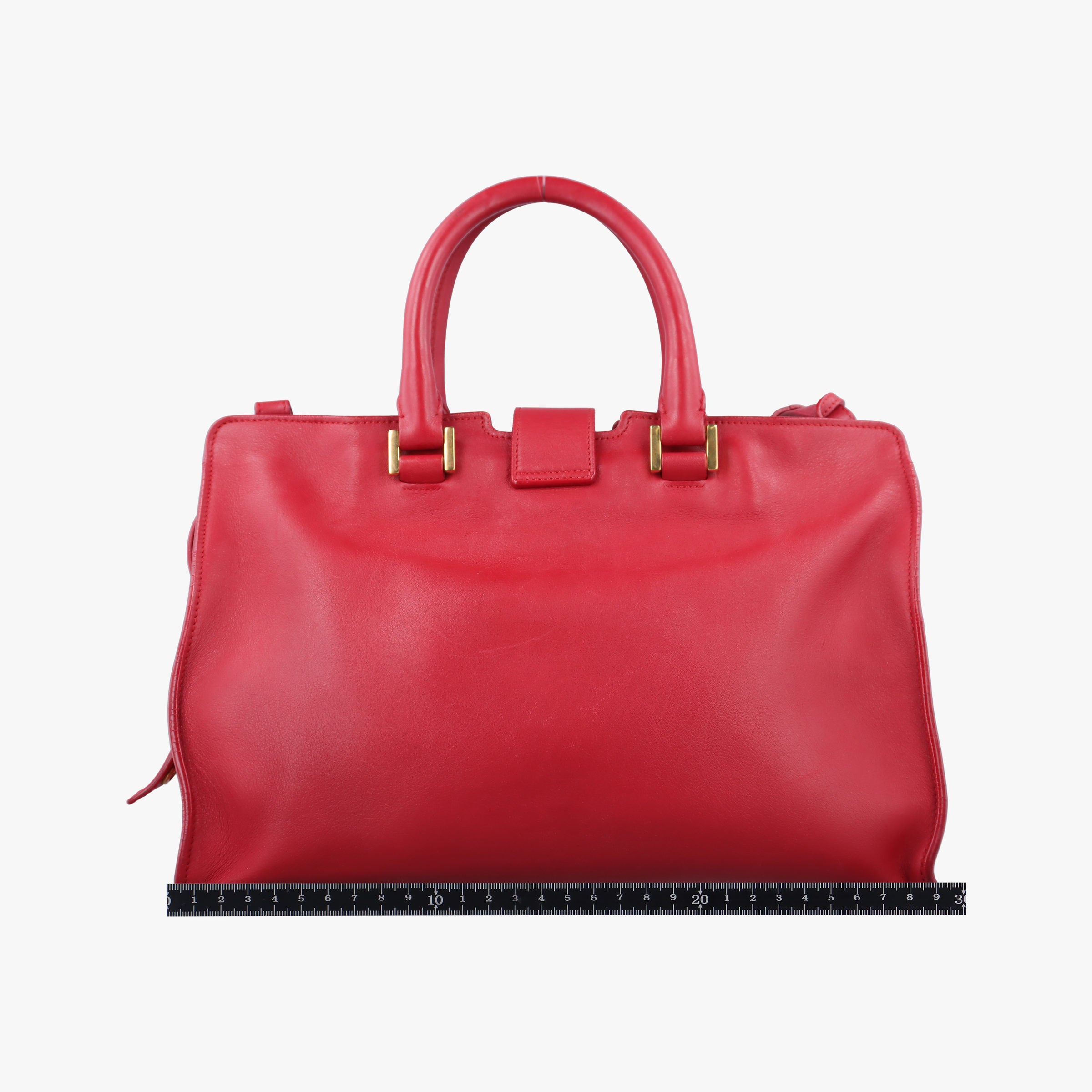 Pre-owned Yves Saint Laurent Baby Cabas Red Leather 394461 shoulderbag | stylenewstar
