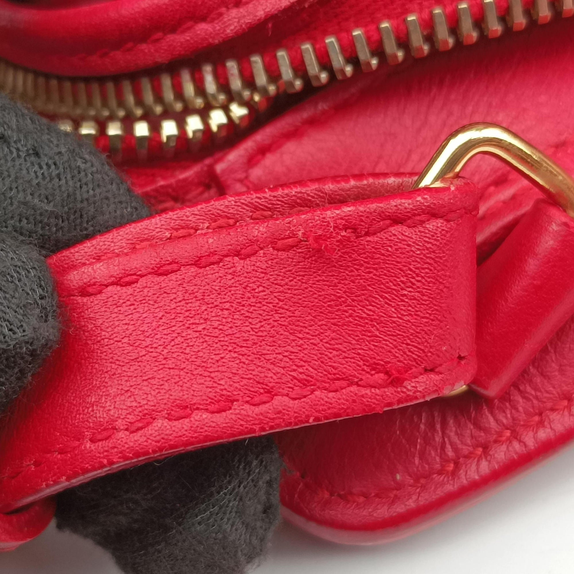 Pre-owned Yves Saint Laurent Baby Cabas Red Leather 394461 shoulderbag | stylenewstar