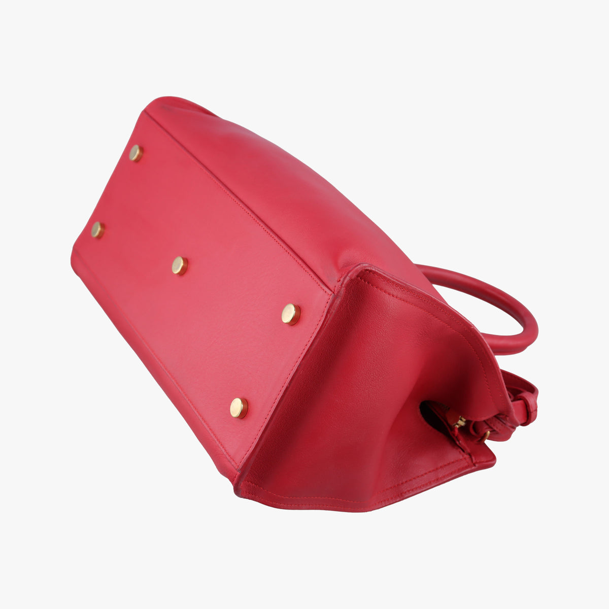 Pre-owned Yves Saint Laurent Baby Cabas Red Leather 394461 shoulderbag | stylenewstar