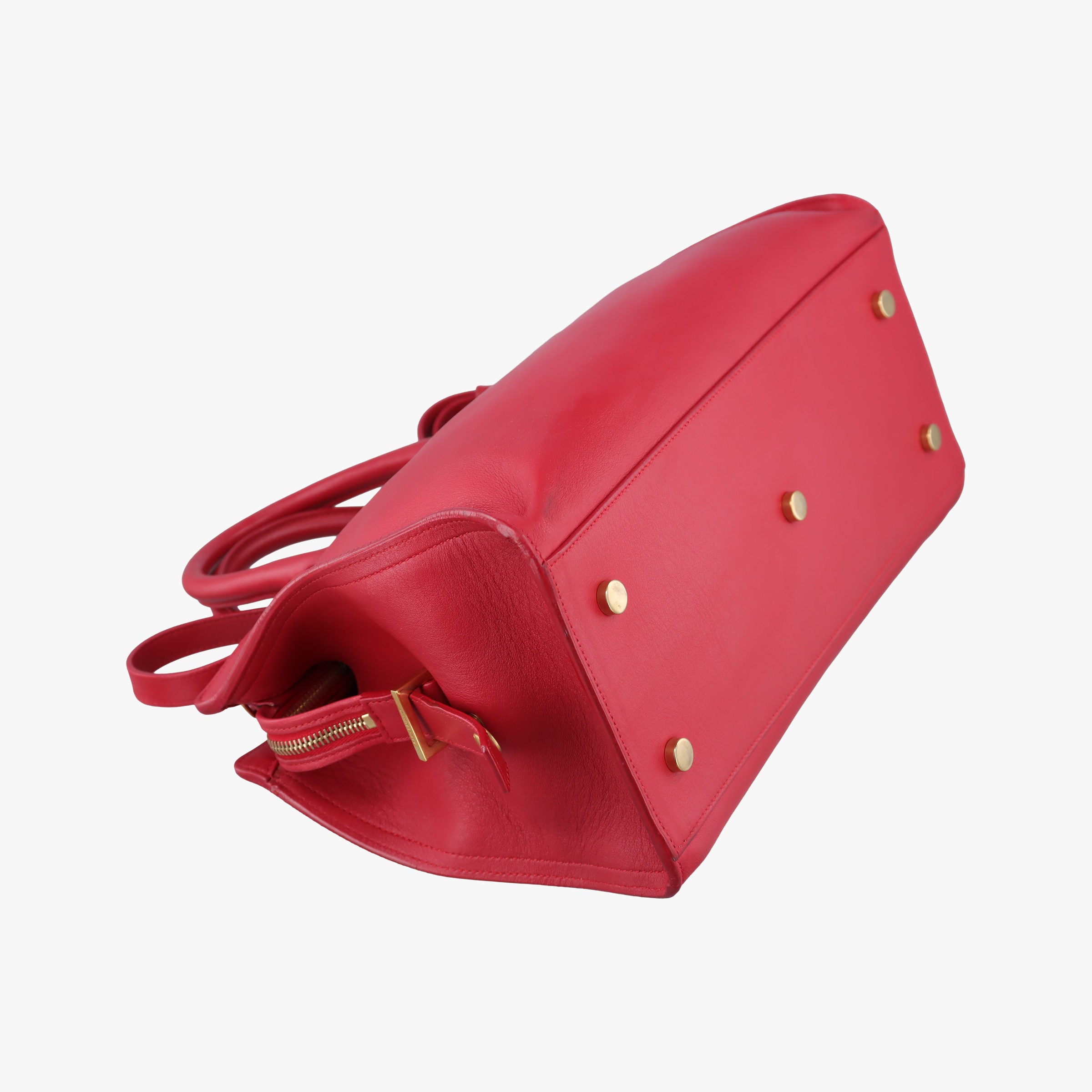 Pre-owned Yves Saint Laurent Baby Cabas Red Leather 394461 shoulderbag | stylenewstar