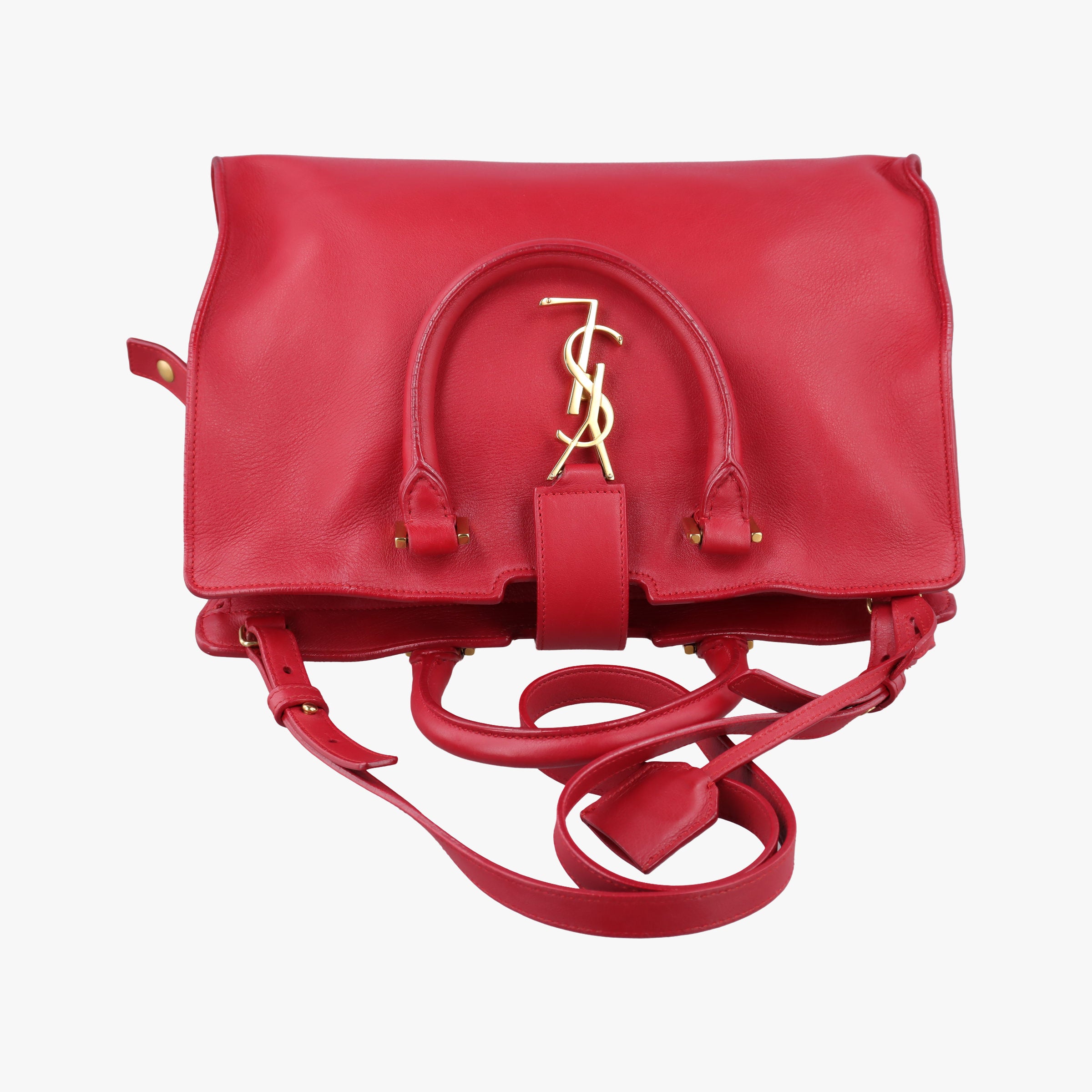 Pre-owned Yves Saint Laurent Baby Cabas Red Leather 394461 shoulderbag | stylenewstar