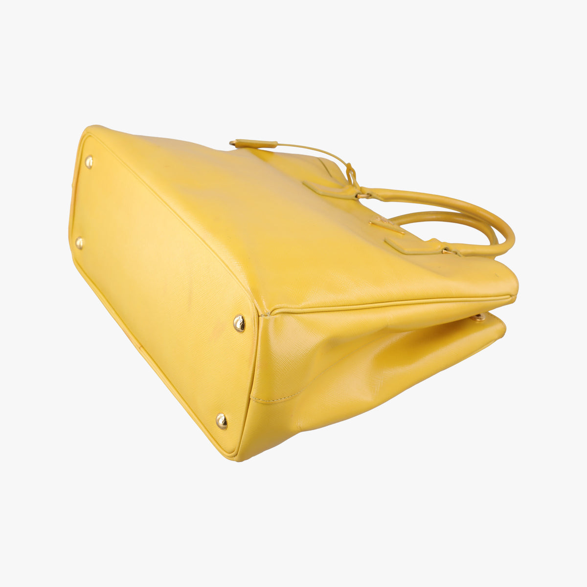Pre-owned Prada Galleria Yellow Patent BN1874 shoulderbag | stylenewstar