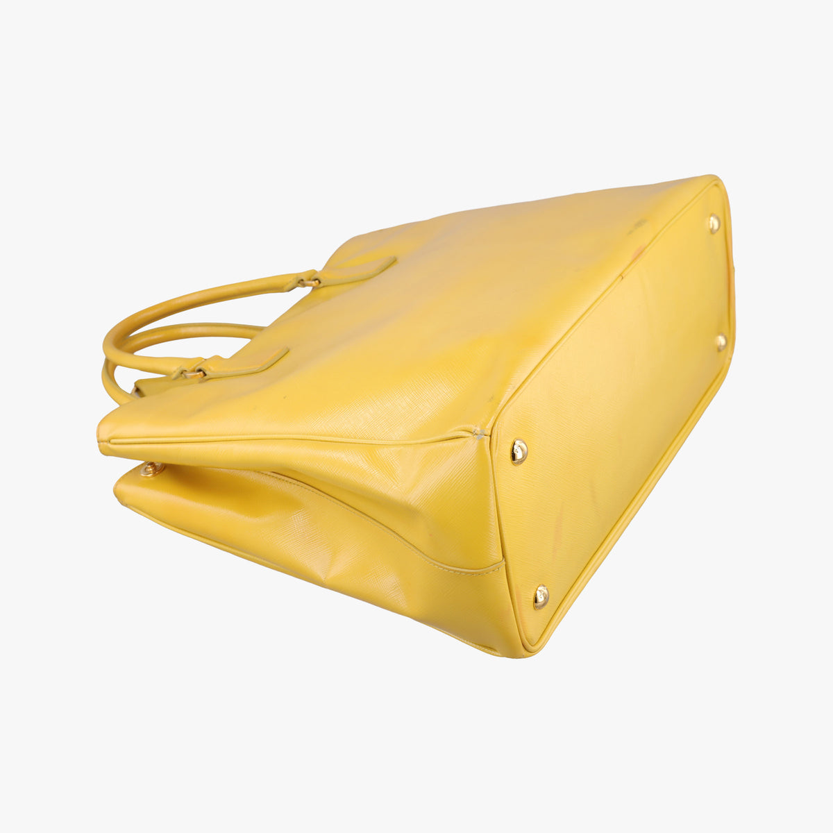 Pre-owned Prada Galleria Yellow Patent BN1874 shoulderbag | stylenewstar