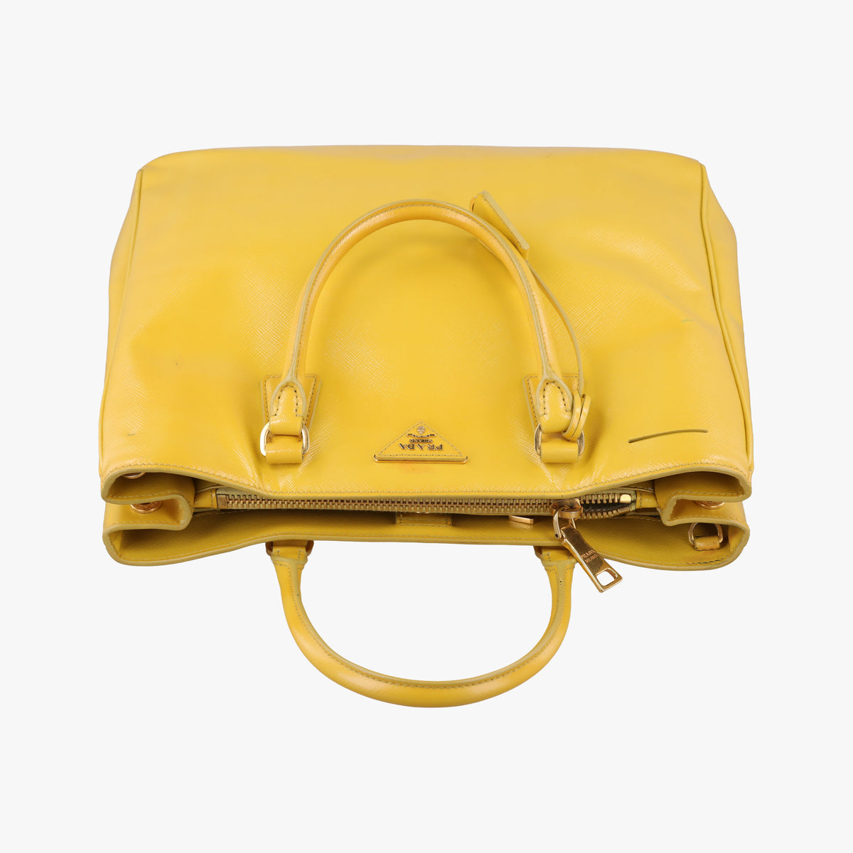 Pre-owned Prada Galleria Yellow Patent BN1874 shoulderbag | stylenewstar