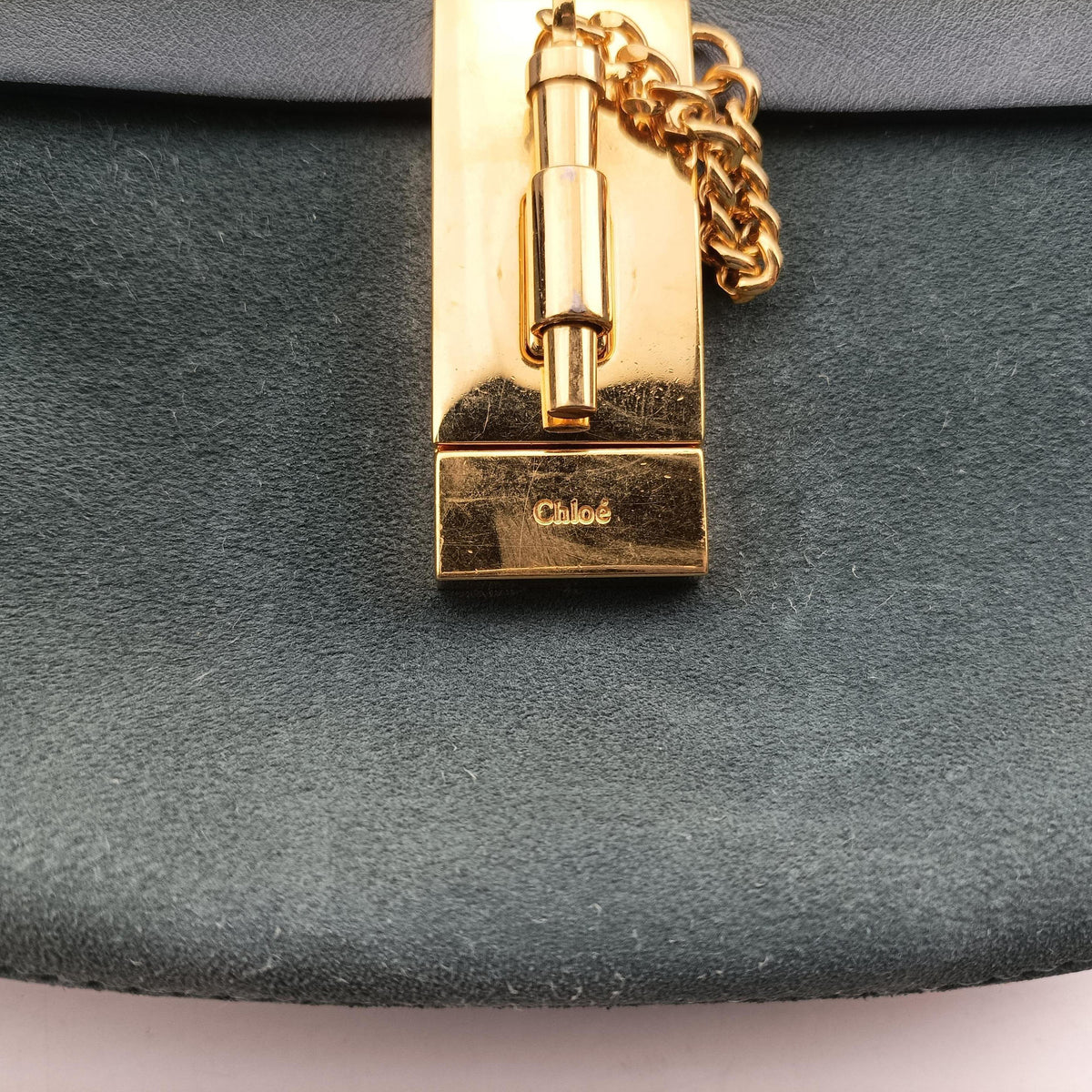 Pre-owned Chloe DREW Blue Suede×Leather  shoulderbag | stylenewstar