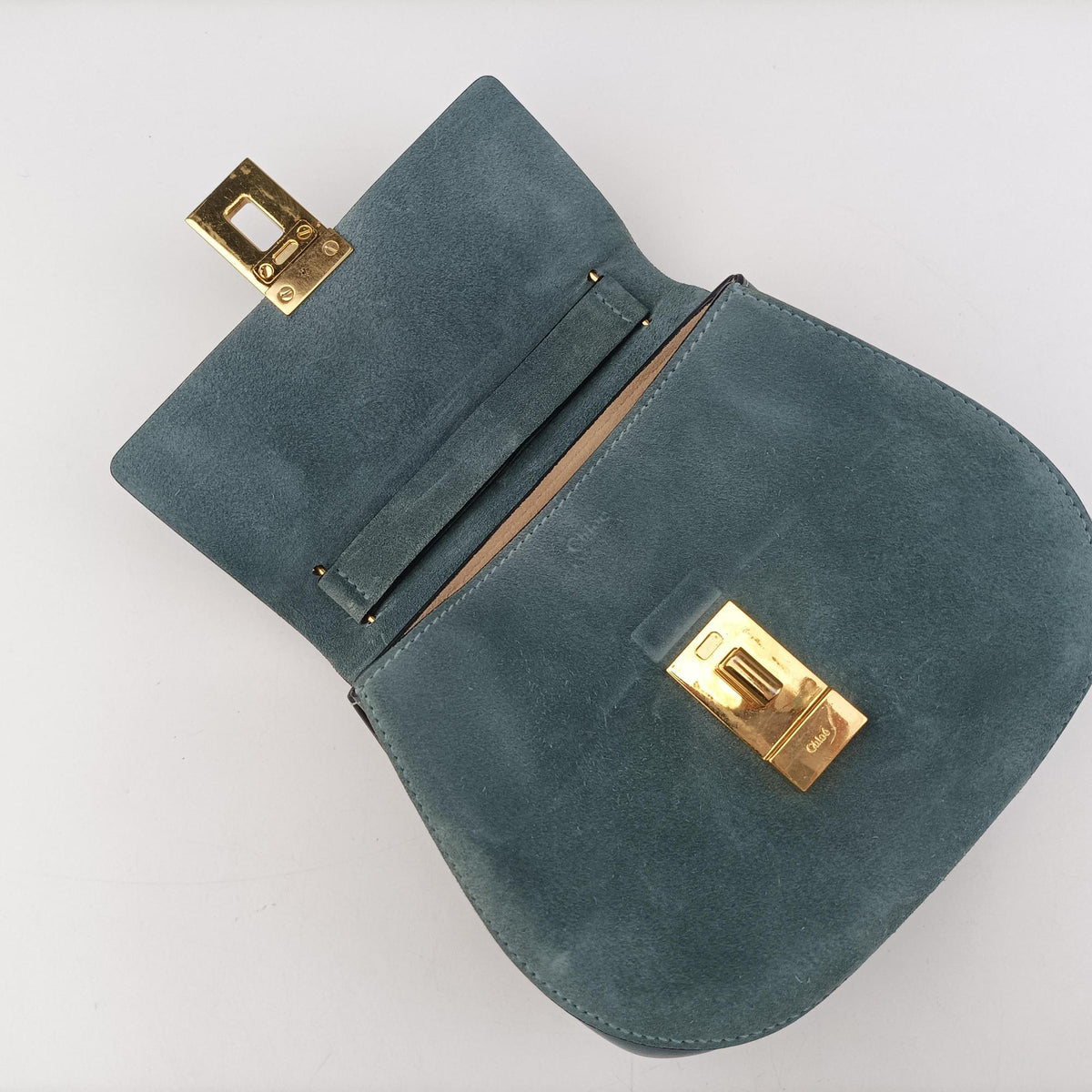 Pre-owned Chloe DREW Blue Suede×Leather  shoulderbag | stylenewstar