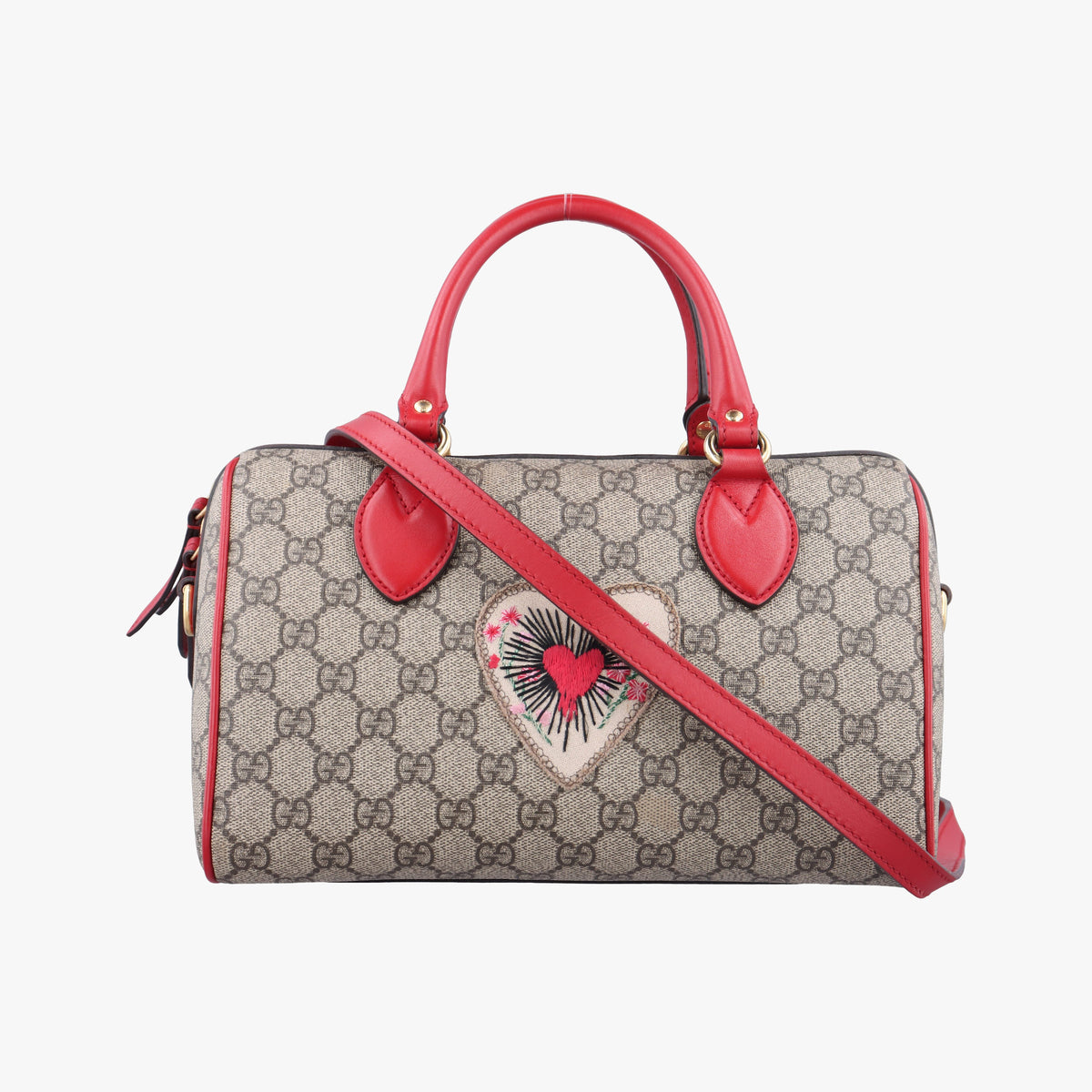 Vintage Gucci GG SUPREME Heart Embroidered Beige x Multicolour PVC coated canvas×Leather 409529 shoulderbag | stylenewstar