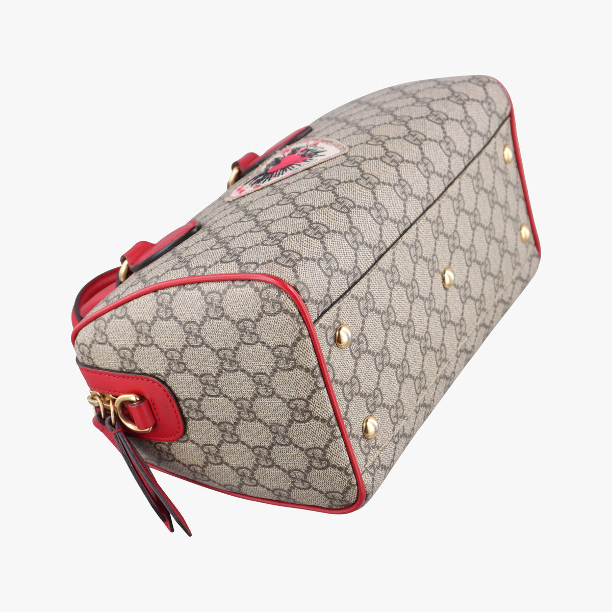 Vintage Gucci GG SUPREME Heart Embroidered Beige x Multicolour PVC coated canvas×Leather 409529 shoulderbag | stylenewstar