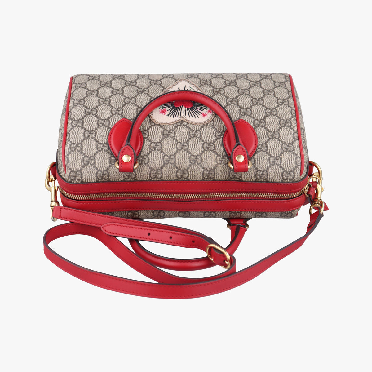 Vintage Gucci GG SUPREME Heart Embroidered Beige x Multicolour PVC coated canvas×Leather 409529 shoulderbag | stylenewstar