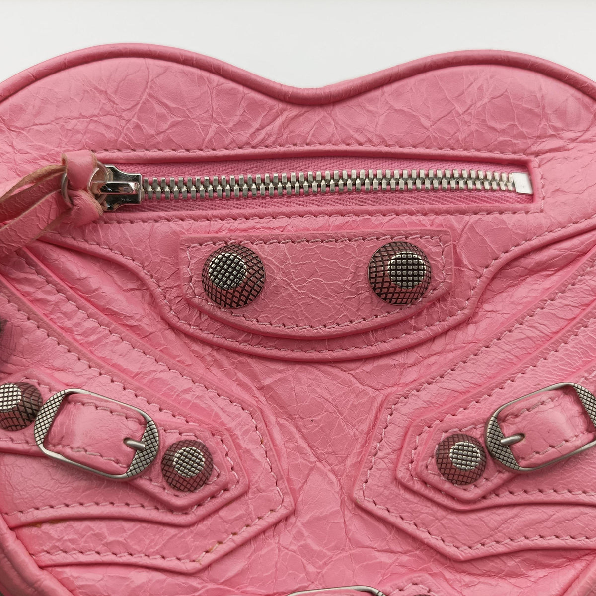 Pre-owned Balenciaga Le Cagole Heart Mini Pink lambskin  shoulderbag | stylenewstar