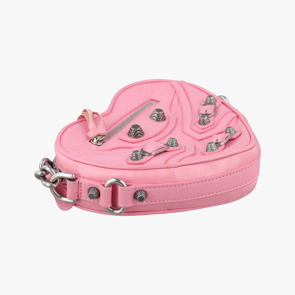 Pre-owned Balenciaga Le Cagole Heart Mini Pink lambskin  shoulderbag | stylenewstar