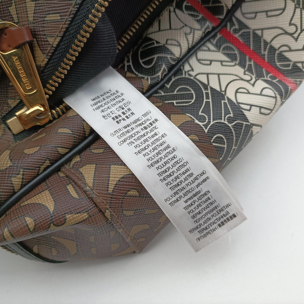 Pre-owned Burberry Monogram Stripe Brown×Multicolour PVC coated canvas x leather  bum bag/waist bag | stylenewstar