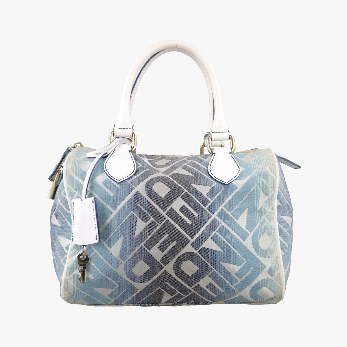 Pre-owned Fendi Forever Gradient Print White×Blue Canvas × Leather 8BL068 handbag | stylenewstar