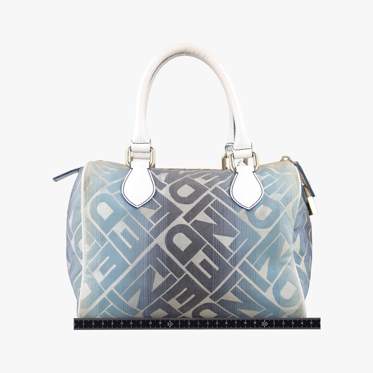 Pre-owned Fendi Forever Gradient Print White×Blue Canvas × Leather 8BL068 handbag | stylenewstar