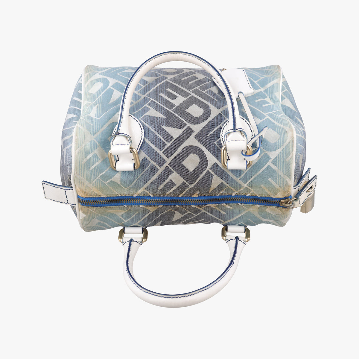 Pre-owned Fendi Forever Gradient Print White×Blue Canvas × Leather 8BL068 handbag | stylenewstar