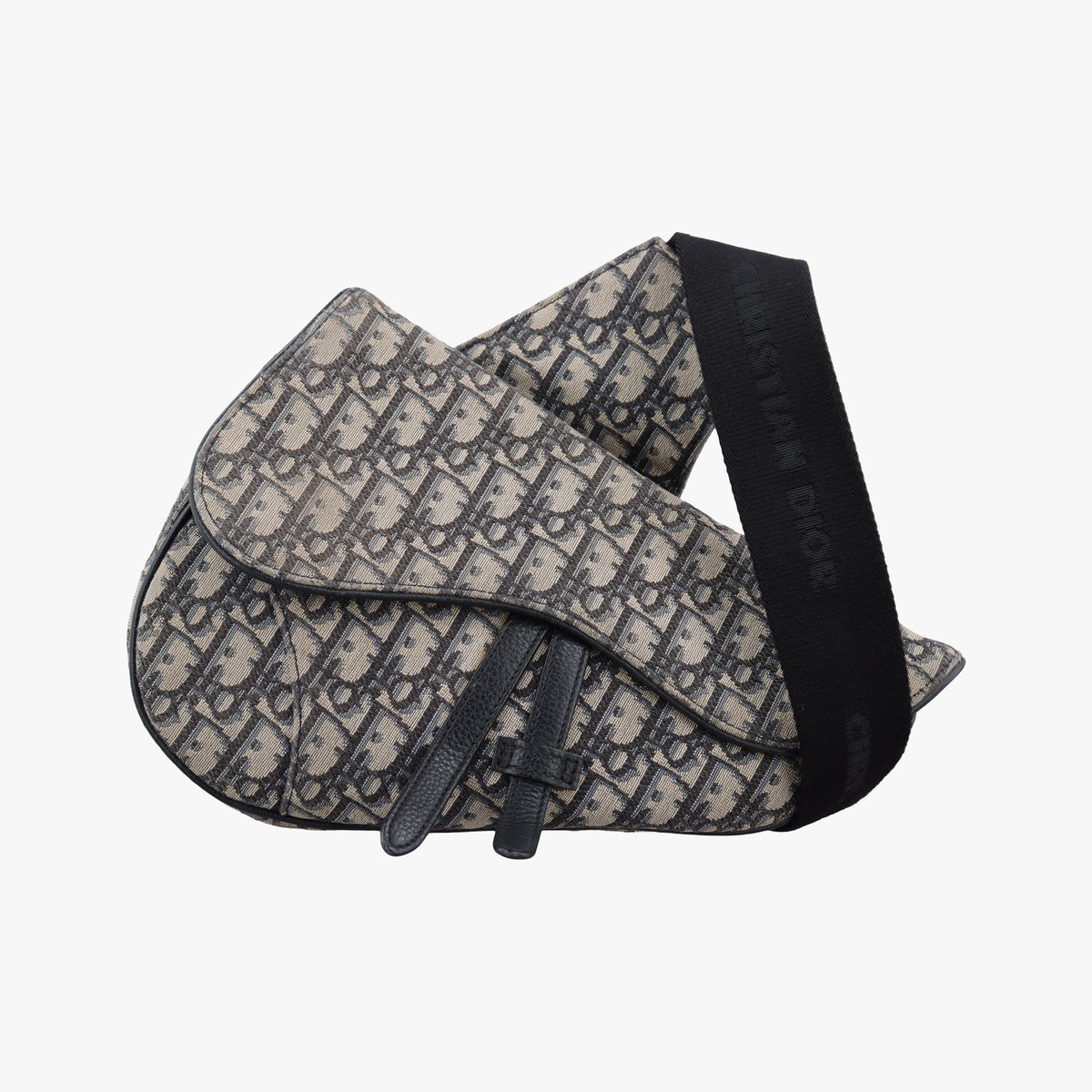 Pre-owned Christian Dior saddle Navy Jacquard×Leather  bum bag/waist bag | stylenewstar