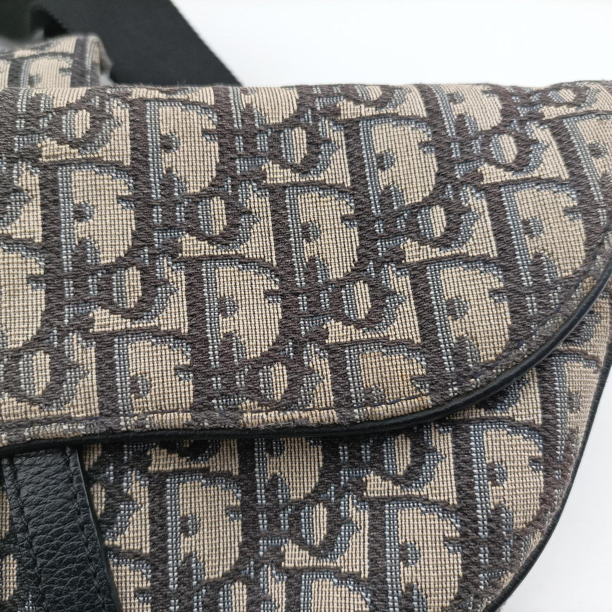 Pre-owned Christian Dior saddle Navy Jacquard×Leather  bum bag/waist bag | stylenewstar
